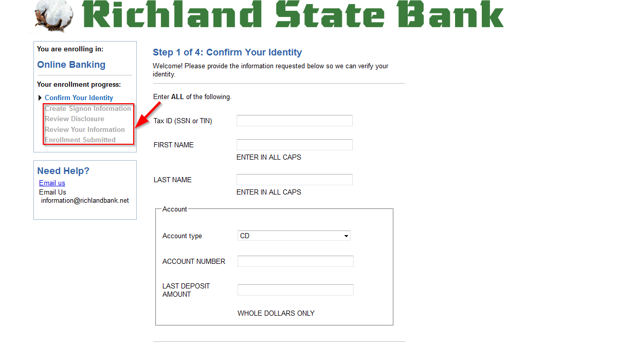 richland state bank online login