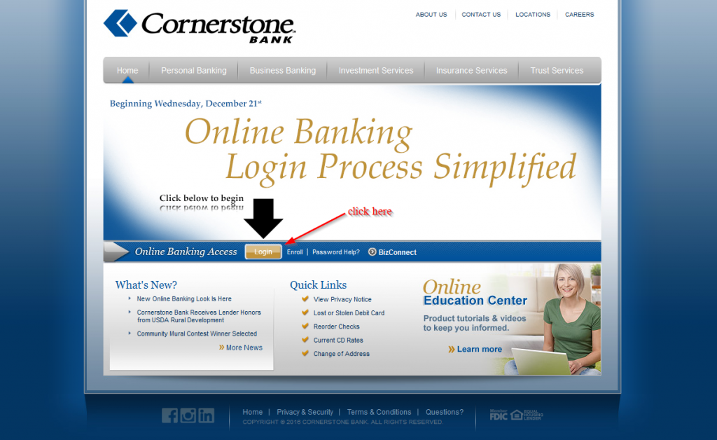 Cornerstone Bank Online Banking Login Login Bank